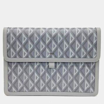 Dior Grey PVC Hit The Road A4 Flap Pouch Bag
