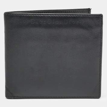 Dior Black Logo Embossed Leather Bifold Wallet