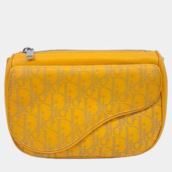 Pre Owned Dior Yellow Leather World Tour Belt Bag