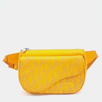 Pre Owned Dior Yellow Leather World Tour Belt Bag