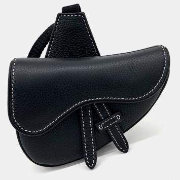 Dior Black Leather Nano Saddle Bag