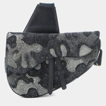 Pre Owned Dior Camouflage Saddle Crossbody Bag Navy Canvas