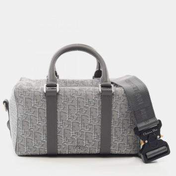 مملوكة مسبقًا حقيبة يد كريستيان ديور لينقوت26 لانجو أبيض/فضي قماش جلد