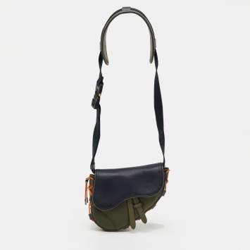 مملوكة مسبقًا حقيبة السرج الصغيرة ديور x ساكاي قماش تقني وجلد متعدد الألوان