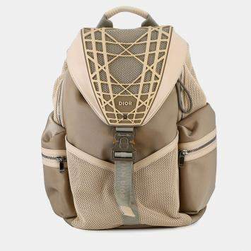 Pre Owned Dior Cobra Backpack Khaki/Beige Nylon Mesh
