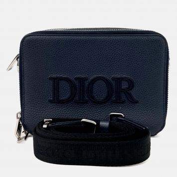 Pre Owned Dior Navy Blue Leather Mini Crossbody Bag