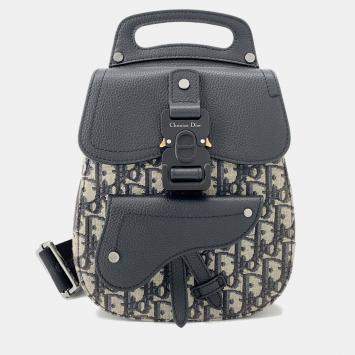 Pre Owned حقيبة كامبري ديور أوبليك جالوب ميني سيلينغ قماش أسود/بيج وجلد