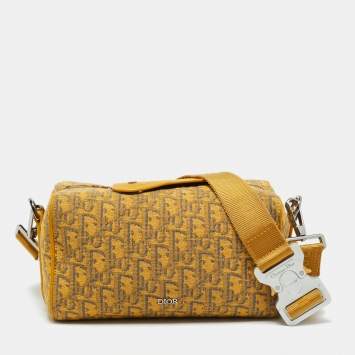 Pre Owned حقيبة ديور لينغوت 22 قماش أوبليك وكحلية زرقاء وجلدية