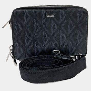 Pre Owned Dior Black Grey Canvas Homme Crossbody bag