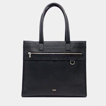 Pre Owned Dior Black Leather Homme Safari Tote Bag