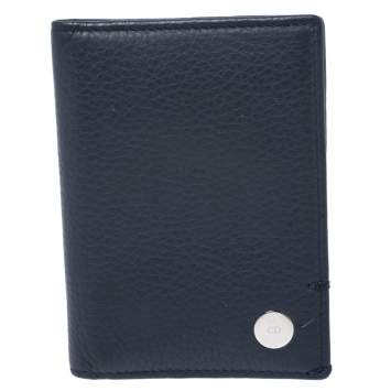 Pre Owned Dior Blue Leather Homme Card Holder