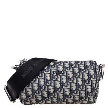 Pre Owned Dior Beige/Black Oblique Jacquard Roller Messenger Bag