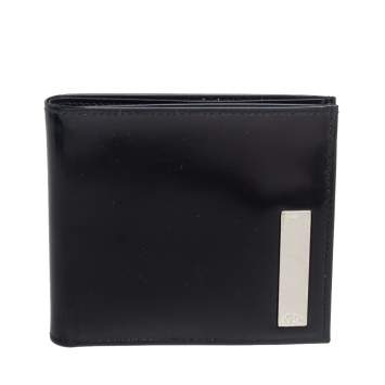 Pre Owned Dior Black Glossy Leather Bifold Wallet
