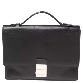 Pre Owned Dior Black Leather Small Briefcase