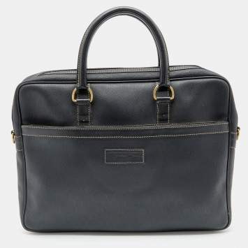 Pre Owned Dior Black Honeycomb Coated Canvas and Leather Vintage Briefcase 