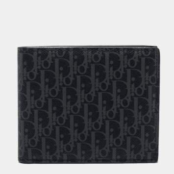 Dior Homme Black Oblique Coated Canvas Bifold Compact Wallet