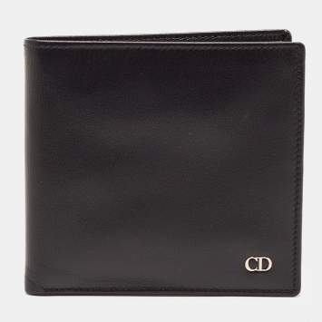 Pre Owned Dior Black Leather CD Icon Bifold Wallet 