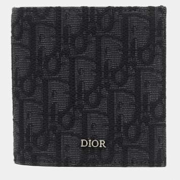 Pre Owned Dior Black Oblique Jacquard Bifold Wallet