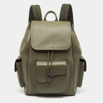 Dior Fatigue Green Leather Saddle Backpack