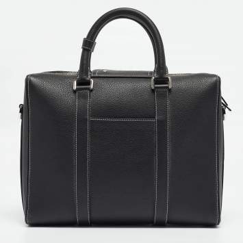 Pre Owned Dior Black Leather Lingot Briefcase Bag