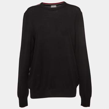 Pre Owned Dior Black Wool Knit Full Sleeves T-Shirt L