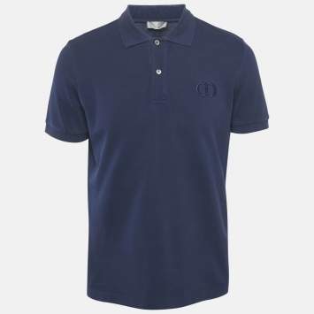 Dior Homme Navy Blue Cotton CD Icon Polo T-Shirt L