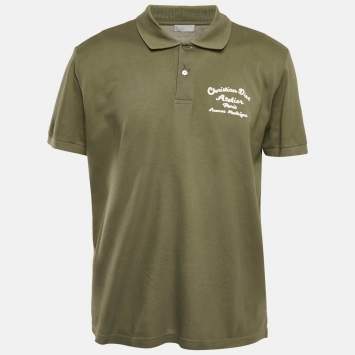 Dior Homme Green Logo Embroider Cotton Polo T-shirt XXXL