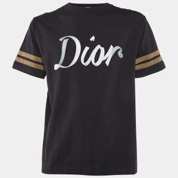 Dior Homme Black Cotton Knit Logo Embroidered Oversized T-Shirt S