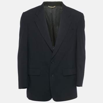 Pre Owned Christian Dior Monsieur Vintage Navy Blue Wool Single Breasted Blazer L