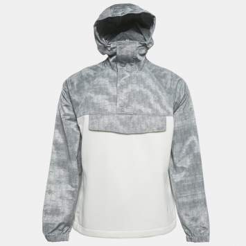 Pre Owned Dior Homme Grey /White Oblique Hooded Anorak Jacket XS