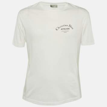 Pre Owned Dior Homme White Logo Printed Cotton Knit T-Shirt S
