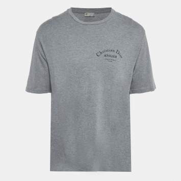 مملوكة مسبقًا Dior Homme Grey Atelier Print Jersey Crew Neck T-Shirt L