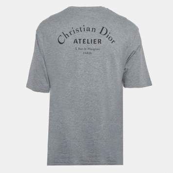 Pre Owned Dior Homme Grey Atelier Print Jersey Crew Neck T-Shirt L