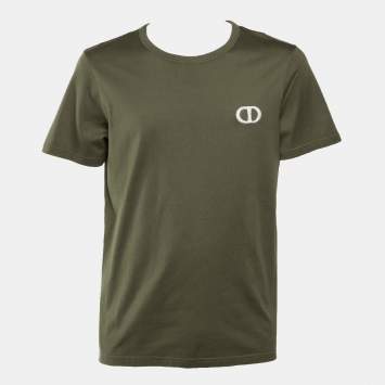 Pre Owned Dior Homme Green Logo Embroidered Cotton T- Shirt XL