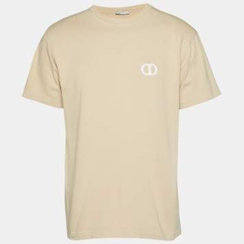 مملوكة مسبقًا تي شيرت ديور هوم جيرسي بتطريز شعار بيج مقاس متوسط (ميديم)