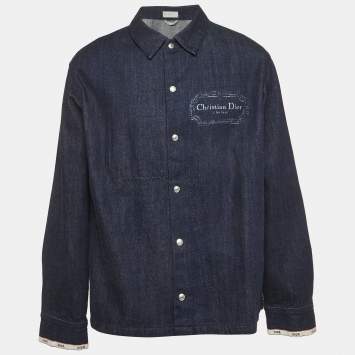 مملوكة مسبقًا قميص ديور هووم دينم أزرق كحلي مقاس كبير جداً جداً