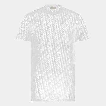Pre Owned Dior Homme White Oblique Knit Sheer T-Shirt XXXS
