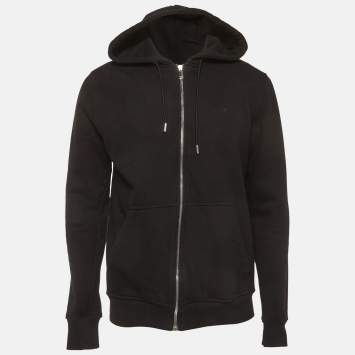 Pre Owned Christian Dior Homme Black Cotton Knit Zip Up Hoodie L