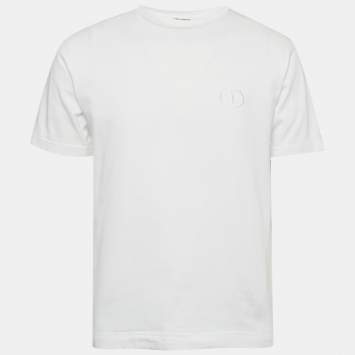 مملوكة مسبقًا Dior Homme White Logo Embroidered Jersey Crew Neck T-shirt S