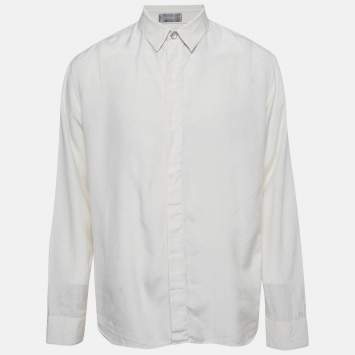 Pre Owned Dior Cream Silk Blend Long Sleeve Shirt L 