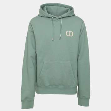 Pre Owned Dior Green Cotton CD Icon Embroidered Hoodie M