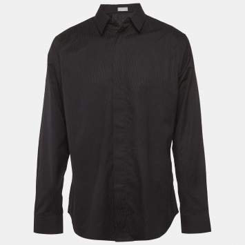 Pre Owned Christian Dior Homme Black Oblique Cotton Long Sleeves Shirt XL