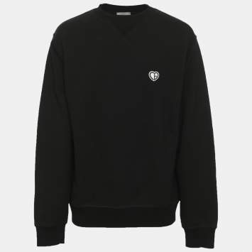 Pre Owned Dior Black Jersey CD Heart Logo Crewneck Sweatshirt S