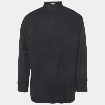 Pre Owned Dior Homme Black Oblique Cotton Button Up Shirt 4XL