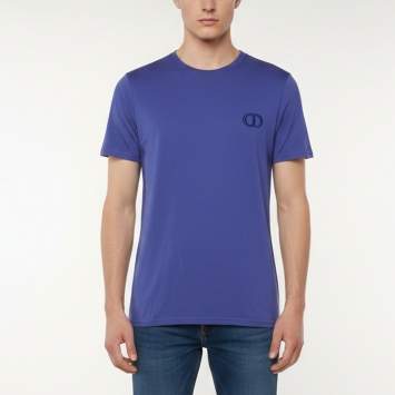 Pre Owned Dior Homme Purple CD Embroidered Jersey Crewneck T-Shirt L