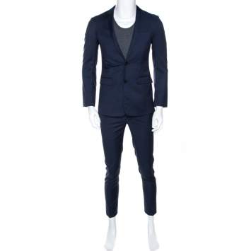 Pre Owned Dior Navy Blue Wool Tailored Suit XS 
