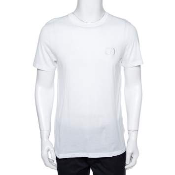Pre Owned Dior White Cotton Logo Embroidered T-Shirt L