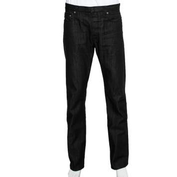 Pre Owned Dior Homme Black Denim Wide Leg Jeans XL