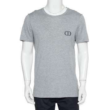 Pre Owned Dior Homme Grey Cotton Logo T-Shirt L