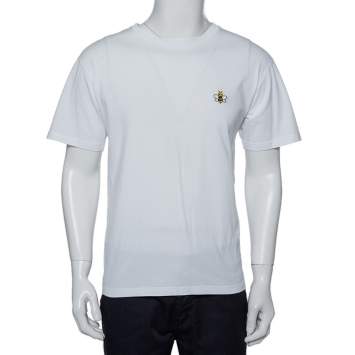 Pre Owned Dior Homme X KAWS White Cotton Bee Embroidered Oversized Crewneck T-Shirt M